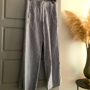 Athleta Cabo Linen Wide Leg Pants - Gray size 6